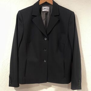 ~ Pendleton LGp/12**Petite Blazer Black Stretch Wool Notch Lapel Pocket
